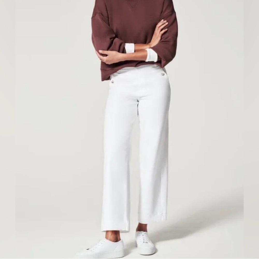 SPANX Stretch Cropped White Pants Medium